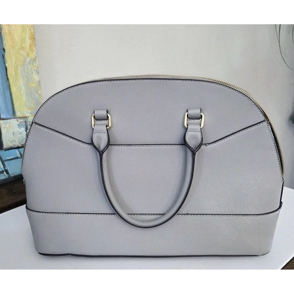 Anne Klein Gray Dome Double Handle Purse Handbag Structured‎ Body Clean EUC